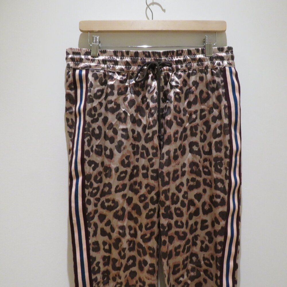 MOTHER The Lounger Ankle Pants in Wildcat Satin Leopard Print Large Mob Wife - Picture 4 of 15